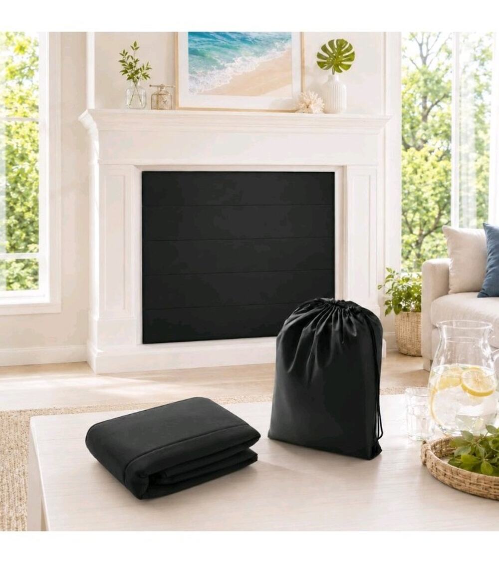 Fireplace Cover Built-in 12 Strong Magnets for Iron Fireplace Frame, 35x37 Inch
